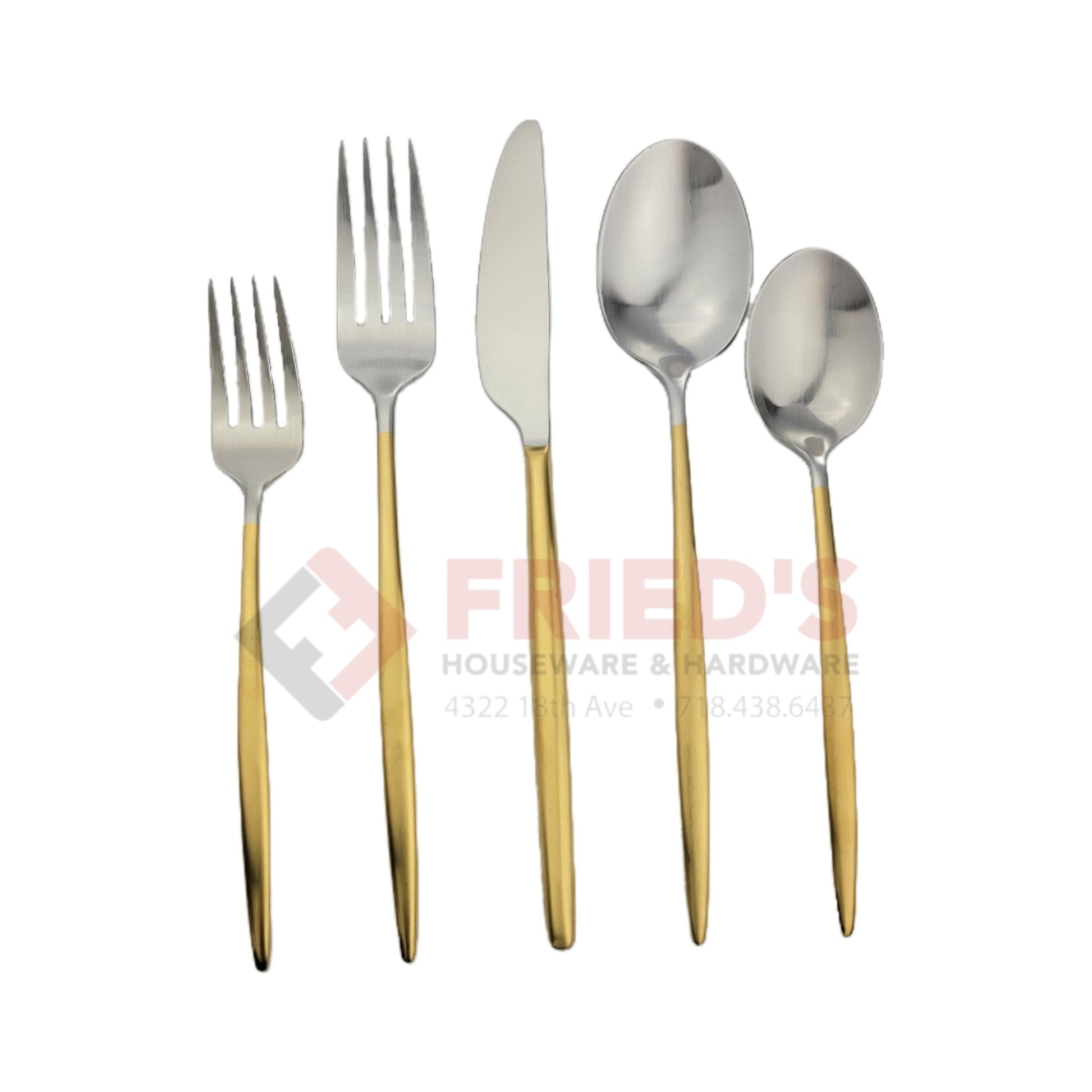 Metropolitan By Holister, Hari, Satin Gold Handle, 20 Piece Flatware Set, 18 Chromium