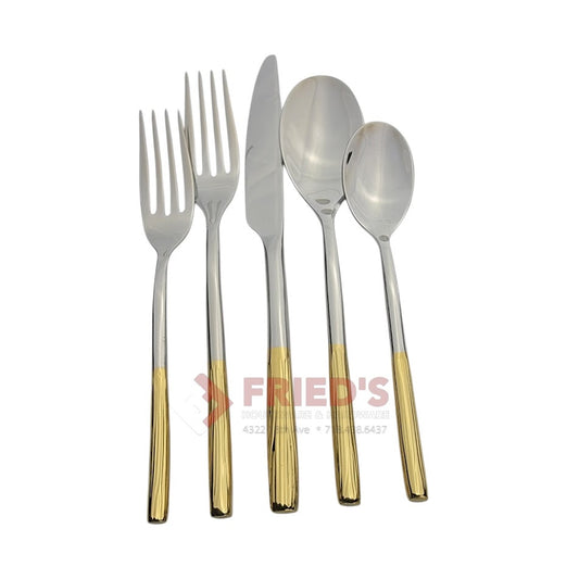 Metropolitan By Holister, Unami Gold Plated Lines, 20 Piece Flatware Set, 18/10 Stainless