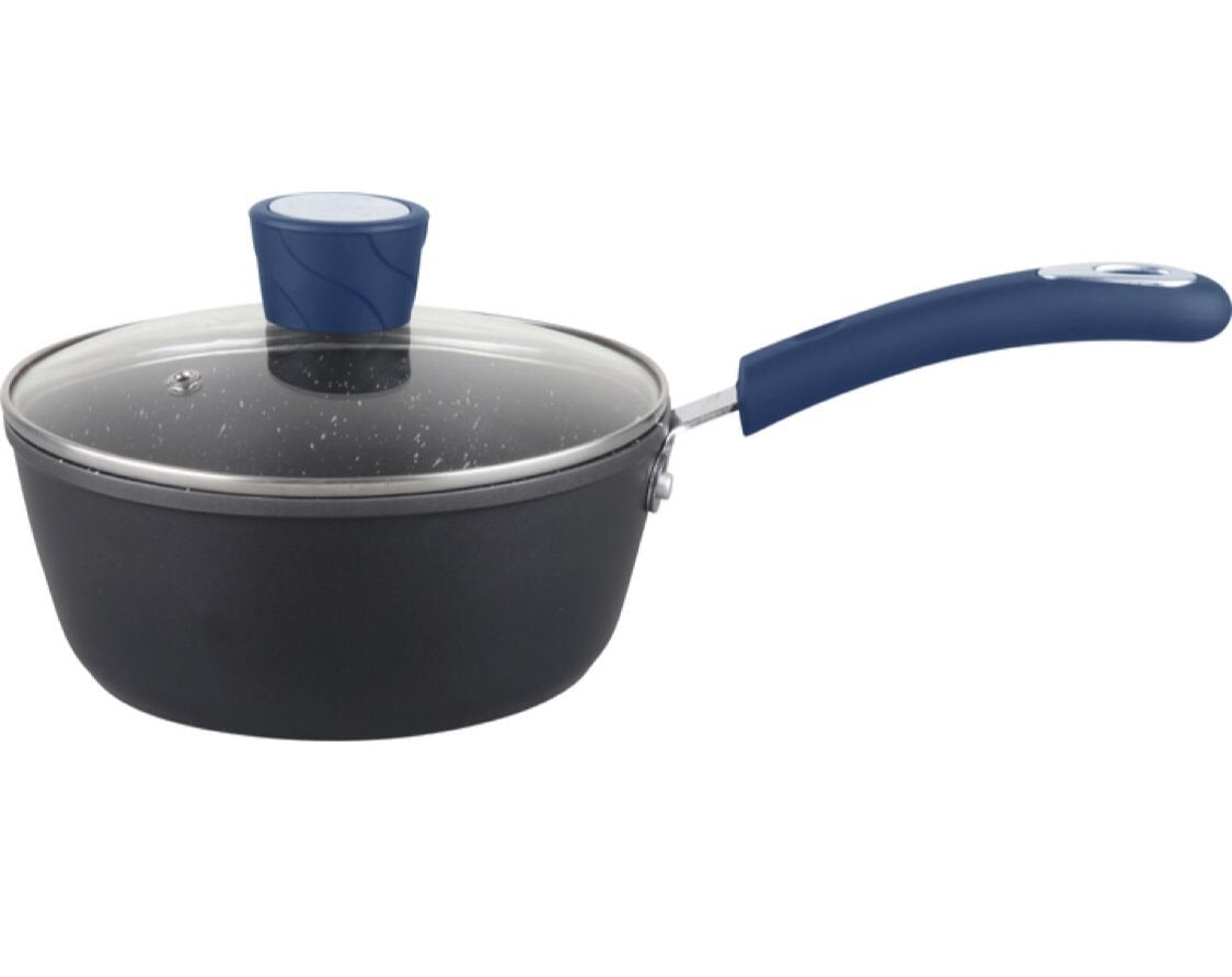Millvado Stainless Steel Pot (Blue Silicone Handle, 3 Quart)