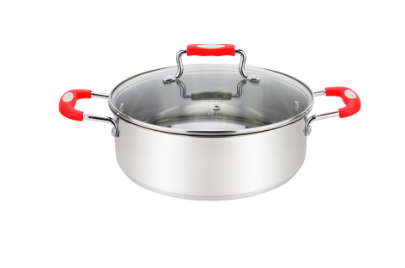 Milvado-Urban Stainless Steel Low Casserole/W Glass Lid, And Silicone Handles, Various Sizes. 1
