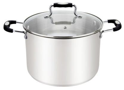Milvado Stainless Steel Pot (Black Silicone Handle, 12.5 Quart)