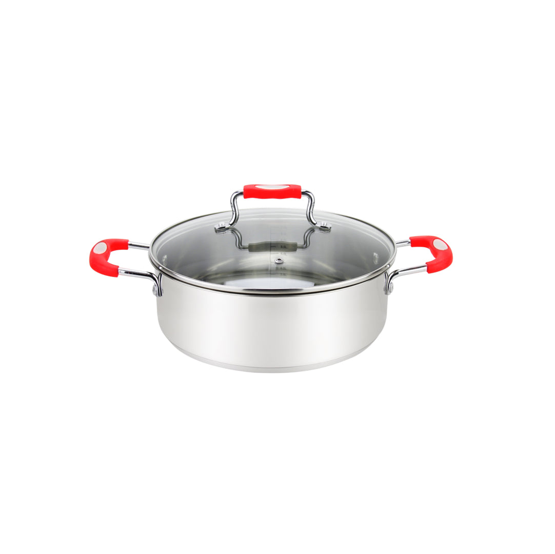 Milvado Stainless Steel Pot (Red Silicone Handle, 12.6 QT. Fish)