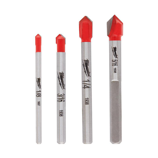 Milwaukee 5.25 in. L Carbide Tipped Glass and Tile Bit Set 4 pk