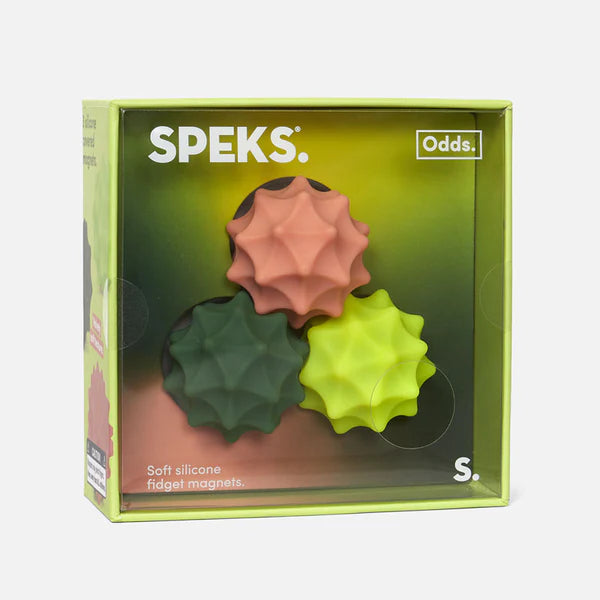 Speks Odds Soft Silicone Fidget Magnets, Silent Stress Relief Toys, Green Spurs