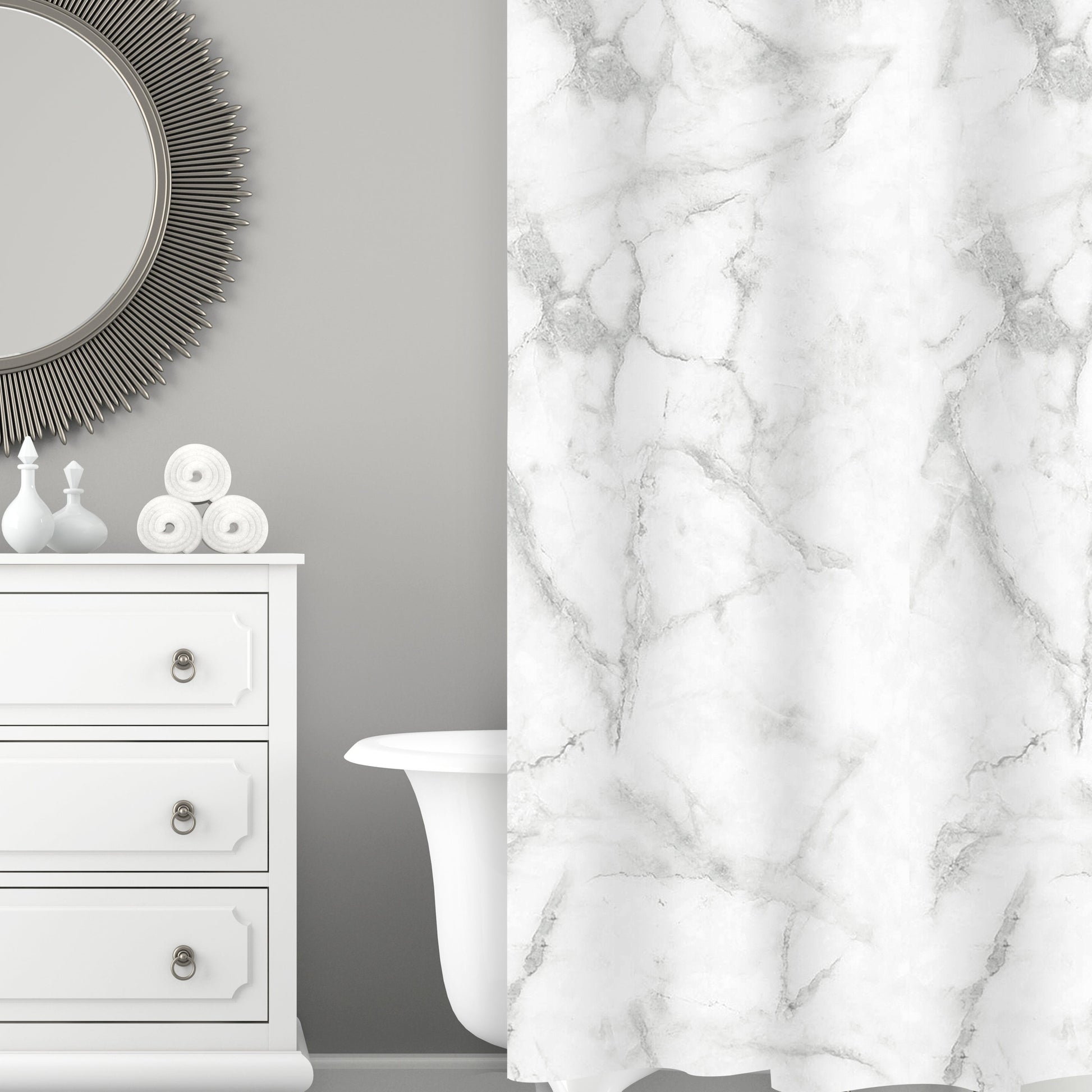 PEVA SHOWER CURTAIN - GREY MARBLE 2