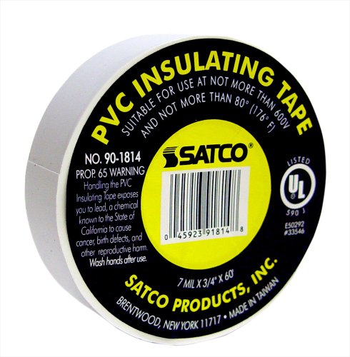 PVC Electrical Tape; 3/4" x 60 Foot; White