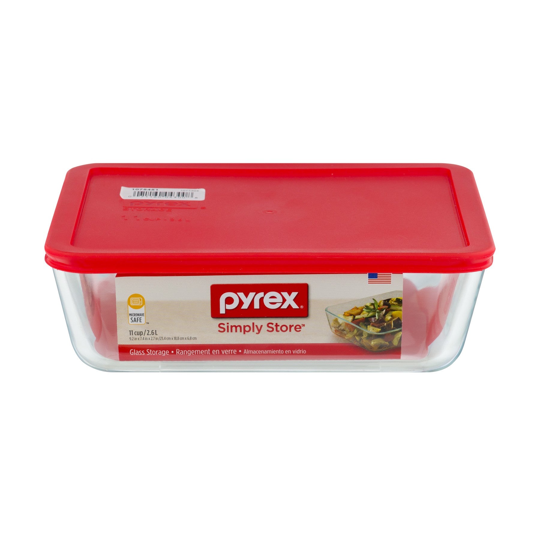 PYREX-RECT*11cup-BAKE DISH-RED