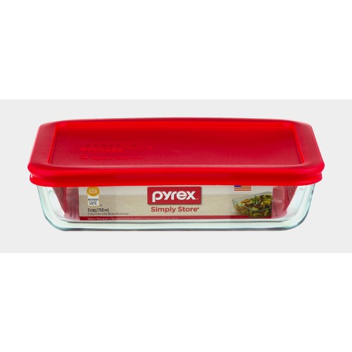 PYREX REC W/RED LID 3CUP