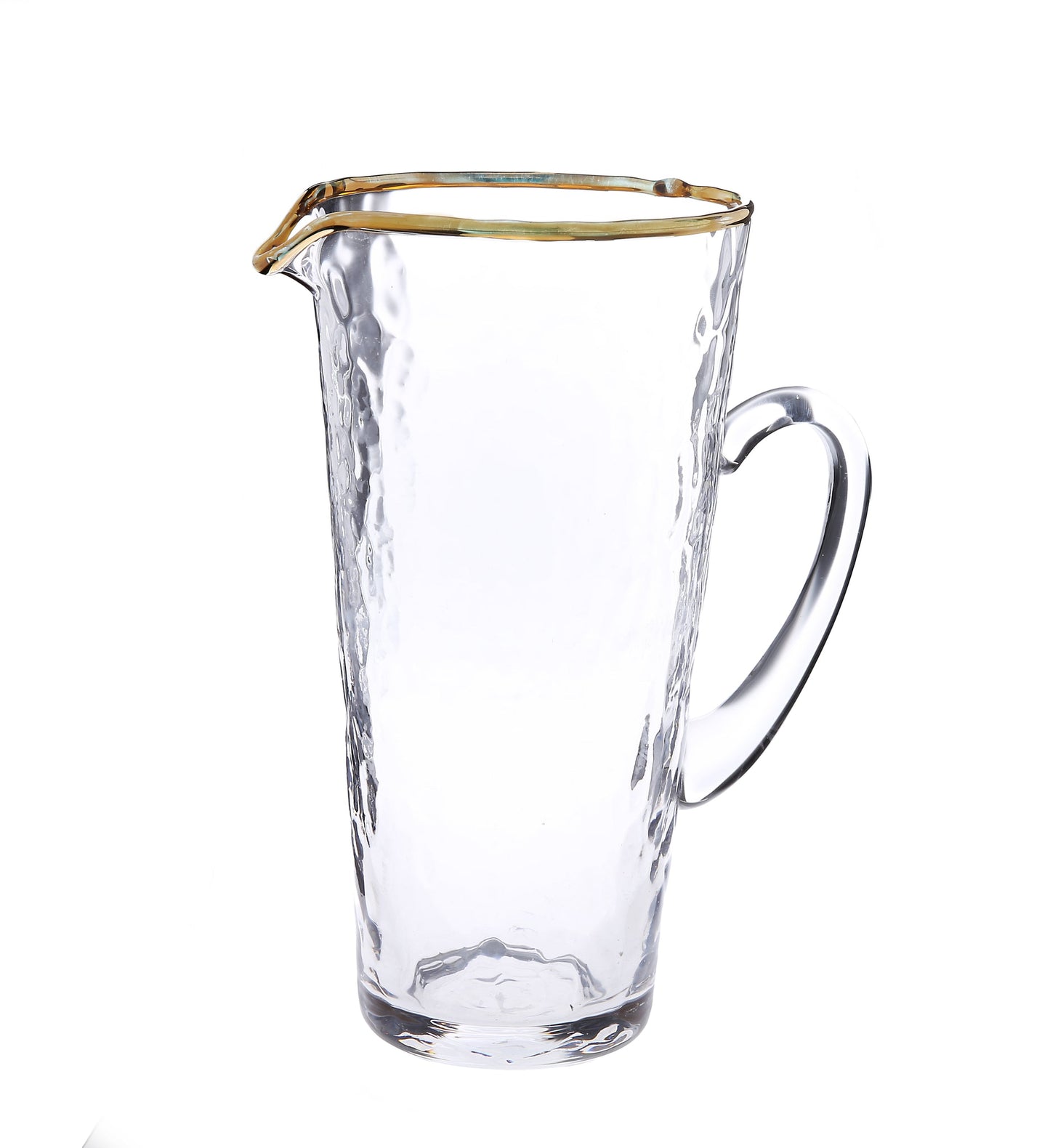 Pebble Glass Pitcher with Gold Rim with Handle 1