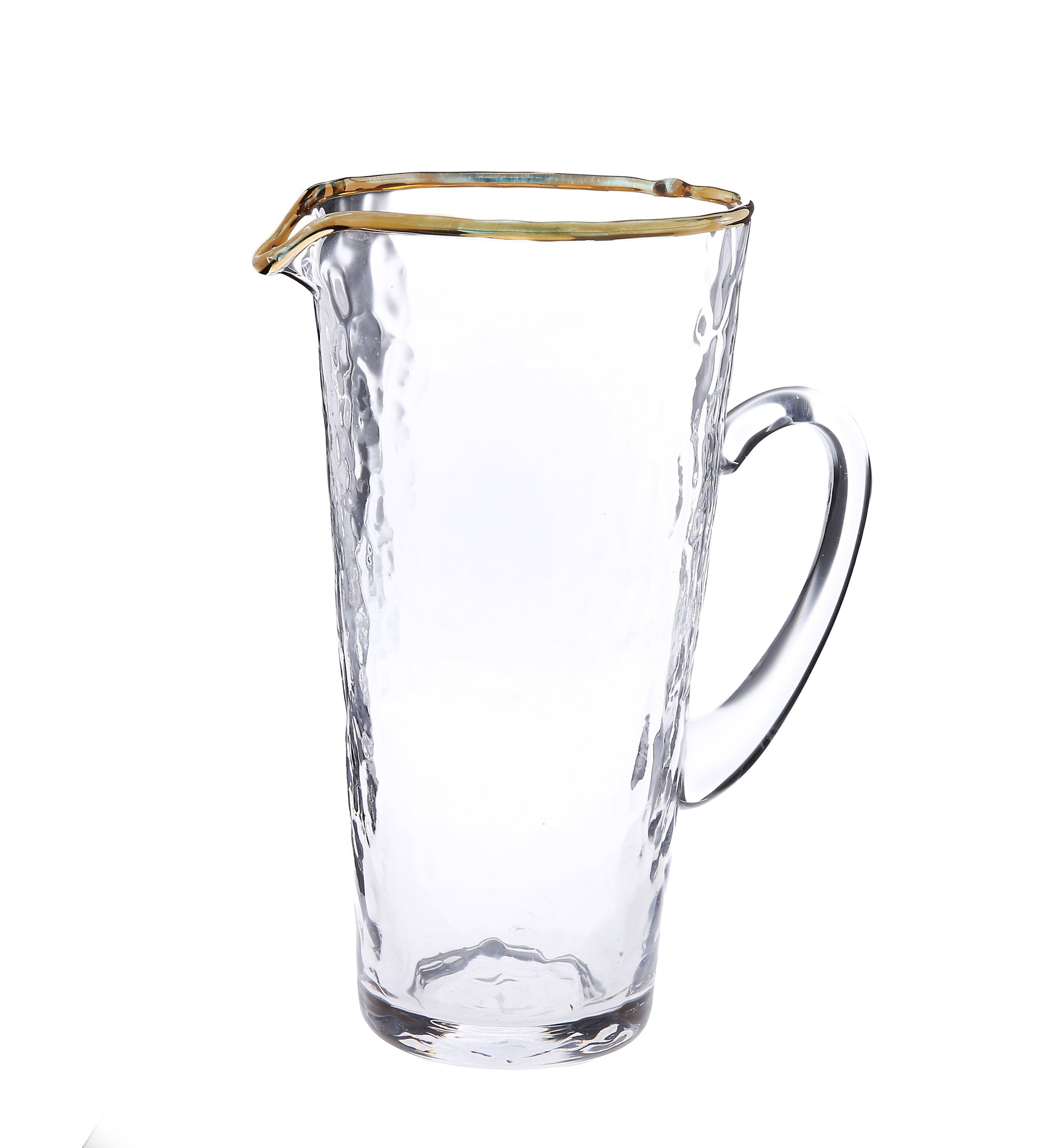Pebble Glass Pitcher with Gold Rim with Handle 1