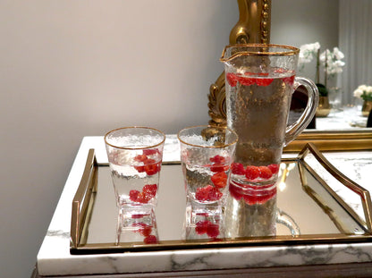 Pebble Glass Pitcher with Gold Rim with Handle 2