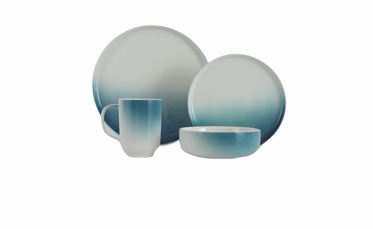 Vikko Classic - Breeze Green Fine Porcelain 16 Pc Dinnerware Set, Service For 4, Includes Dinner, Salad, Bowl, Mug