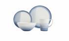 Vikko Classic - Island Blue Fine Porcelain 16 Pc Dinnerware Set, Service For 4, Includes Dinner, Salad, Bowl, Mug