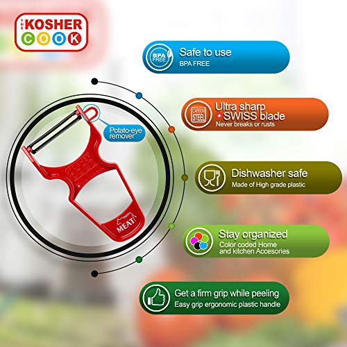 Plastic Peeler - Meat Red (Stainless Steel Blade) 3