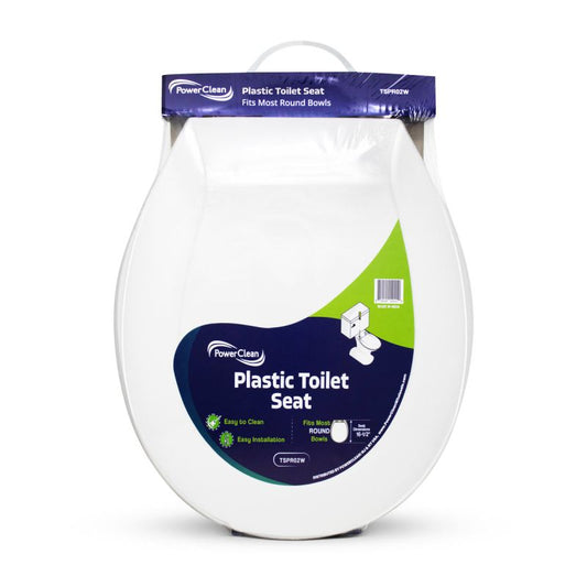 Plastic Toilet Seat for Round Bowls, 16-1/2", White