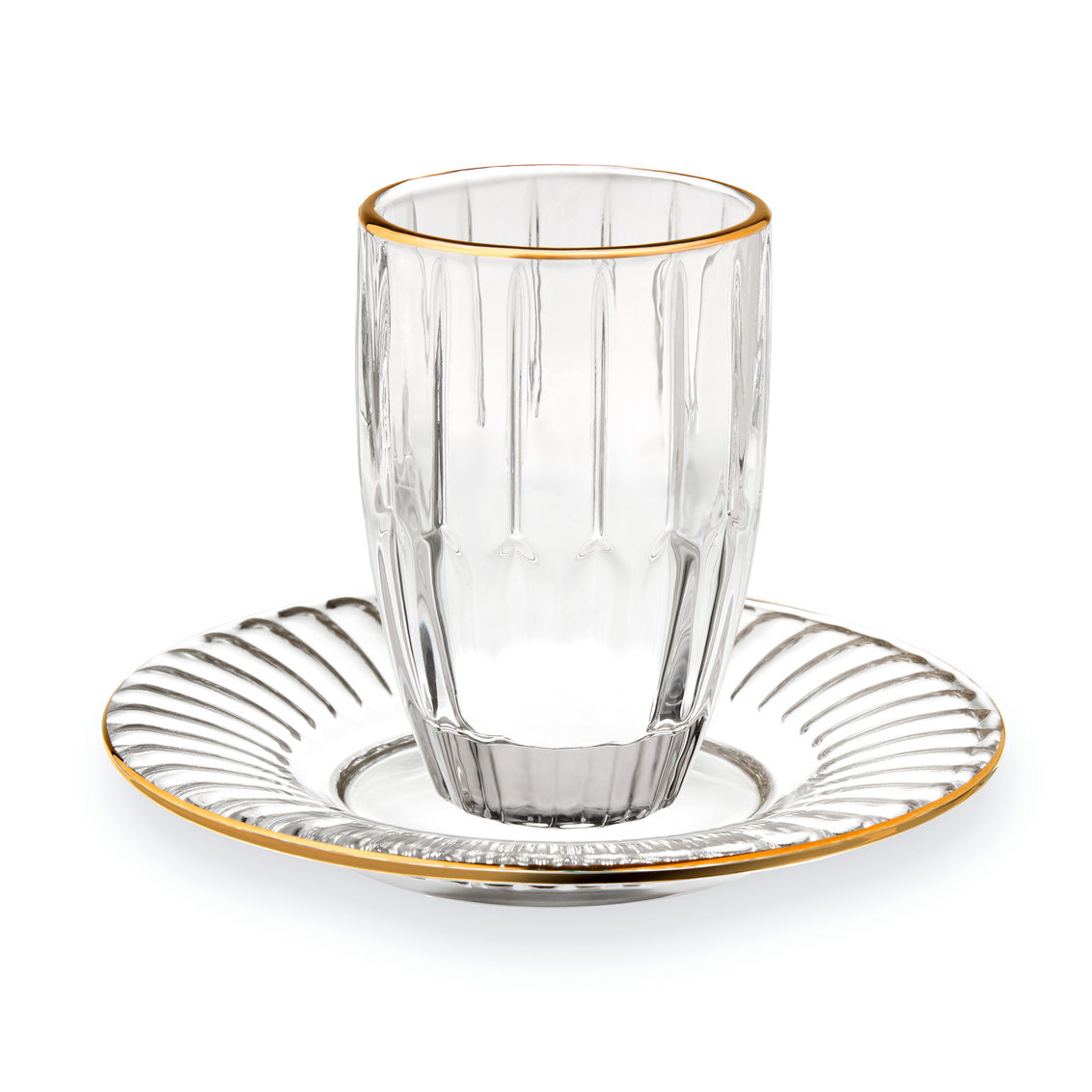 Pleat Kiddush Set W/gold 5.5oz 1
