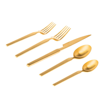 Podium Matte Gold 18/10 Stainless Steel 20 Piece Flatware Set, Service For 4 2