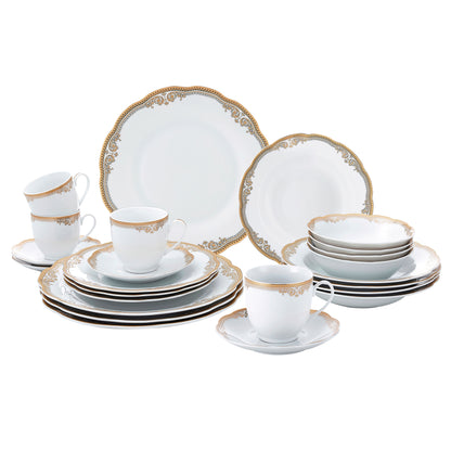 Porcelain Catherine Design Dinnerware Set, 24 Piece, Service for 4, Lorren Home Trends 1