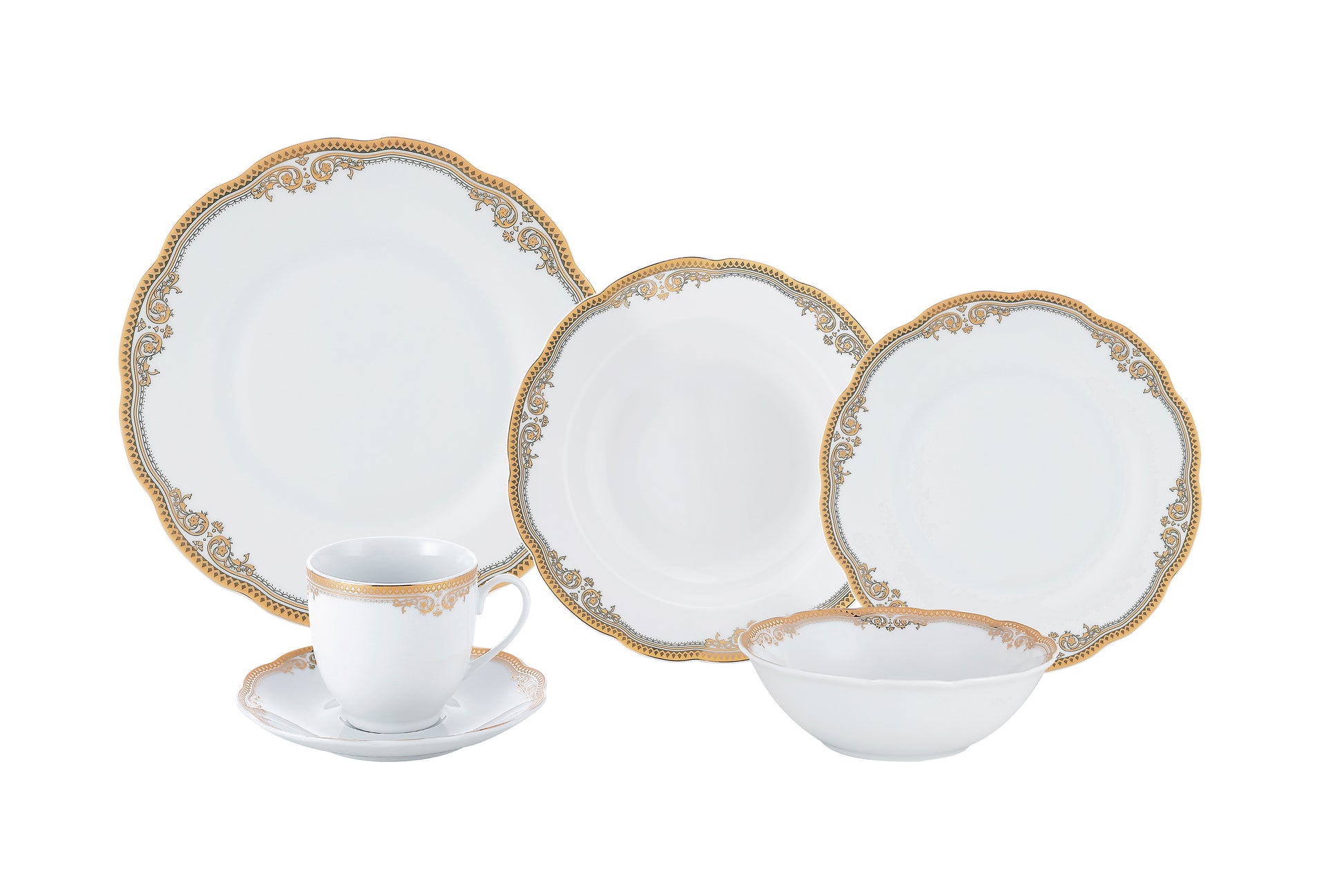 Porcelain Catherine Design Dinnerware Set, 24 Piece, Service for 4, Lorren Home Trends 2