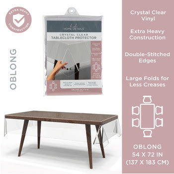 Premium Super Clear Tablecloth DPC 54x72 Oblong W. Overlock