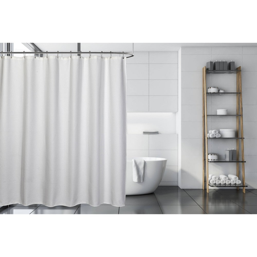 QUAKER WAFFLE SHOWER CURTAIN   WHITE