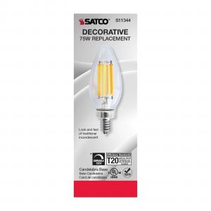 Satco Led chandlier Bulb 8 Wt 75 Wt 4000K