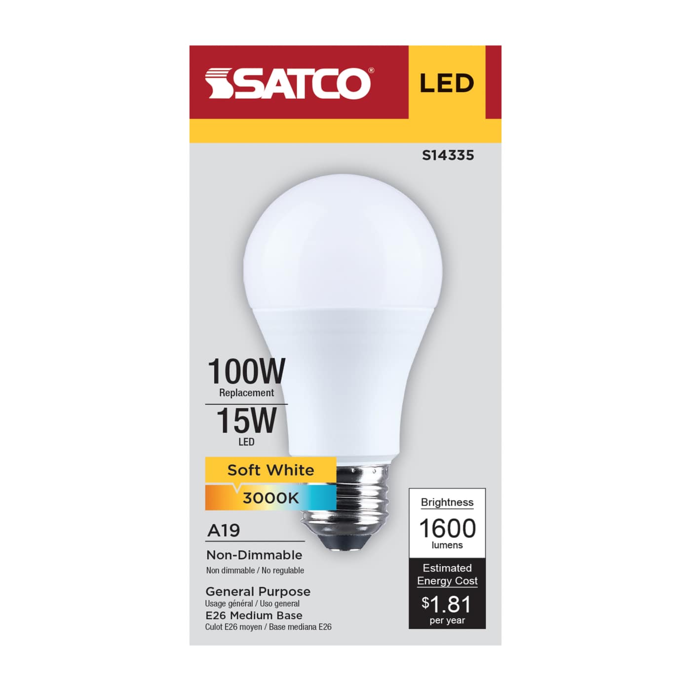 15A19L/830/E26/P/ND/1PK 100 Wt Led Bulb
