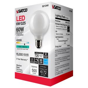 Satco Led G25 Globe Bulb Frosted 60 Wt 4000K