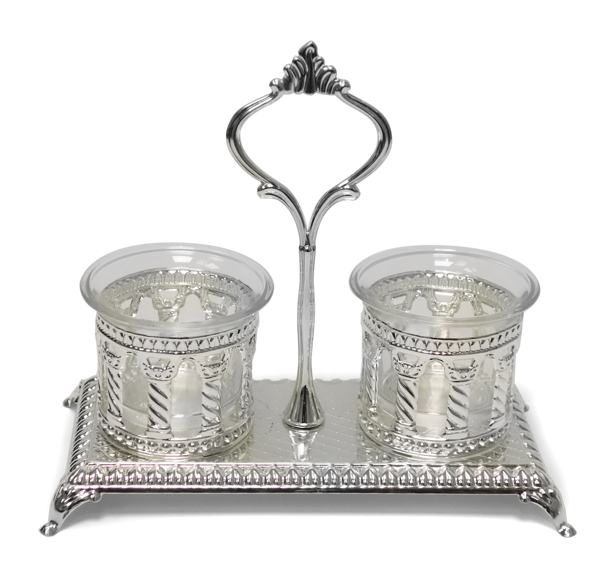 Salt & Pepper Holder Royal Palace Design Silver plated Double