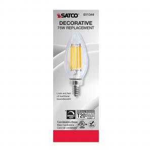 Satco Led chandlier Bulb 8 Wt 75 Wt 4000K 2
