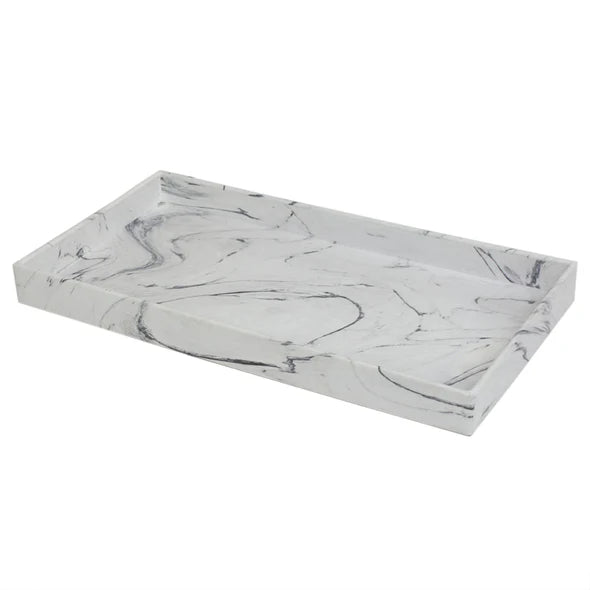 Serving Tray Faux White Marble 2
