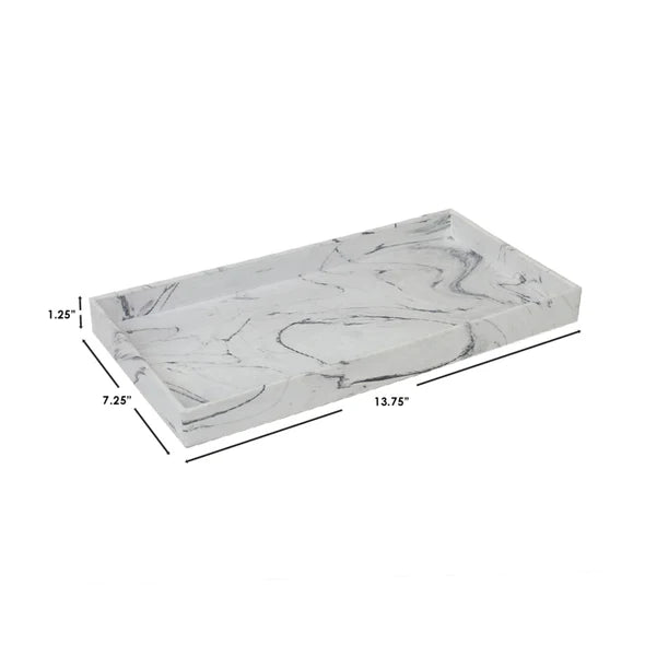 Serving Tray Faux White Marble 3