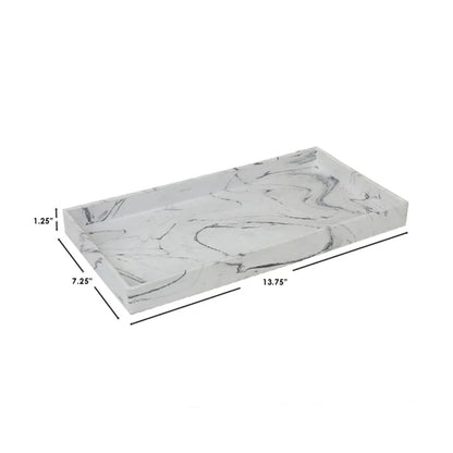 Serving Tray Faux White Marble 3