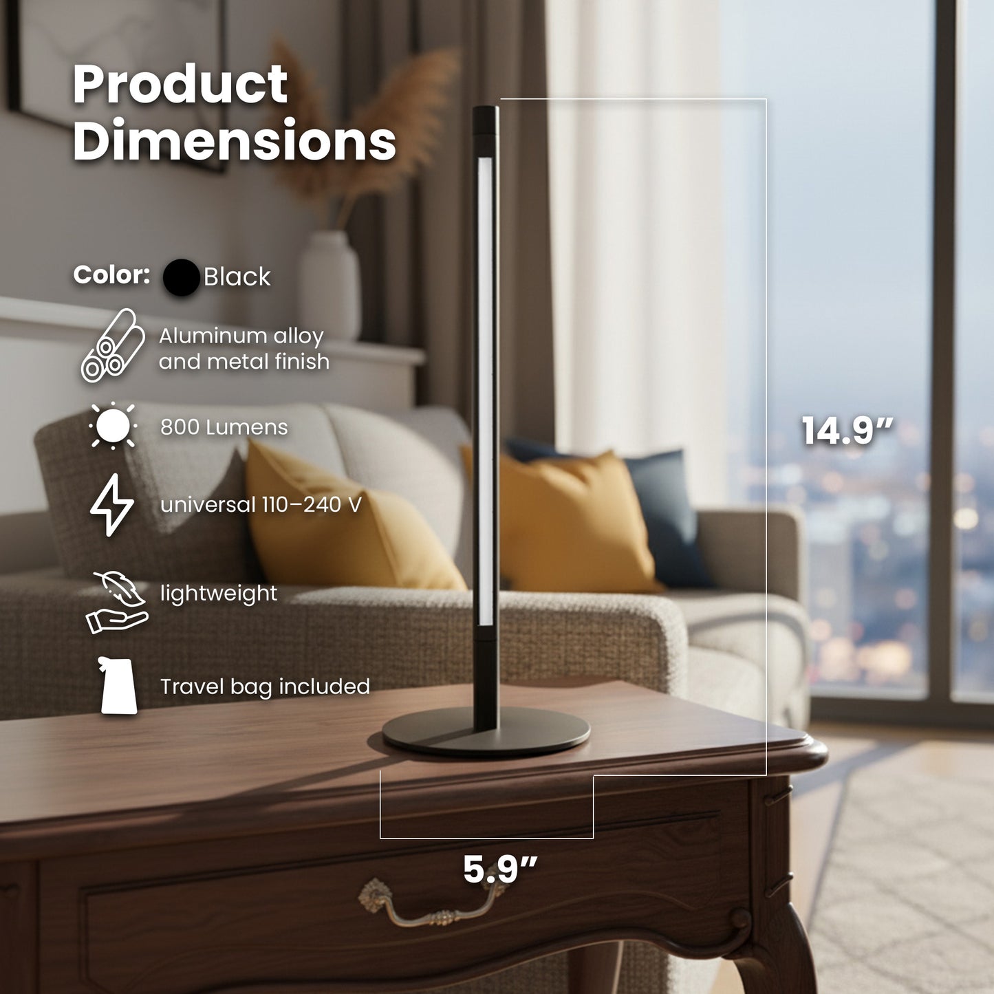 Shabbostick - Shabbos Lamp With Travel Bag By Smart Yid, Black