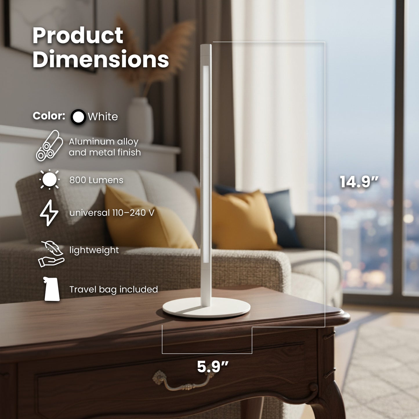 Shabbostick 2.1- Shabbos Lamp With Travel Bag By Smart Yid, Matte White