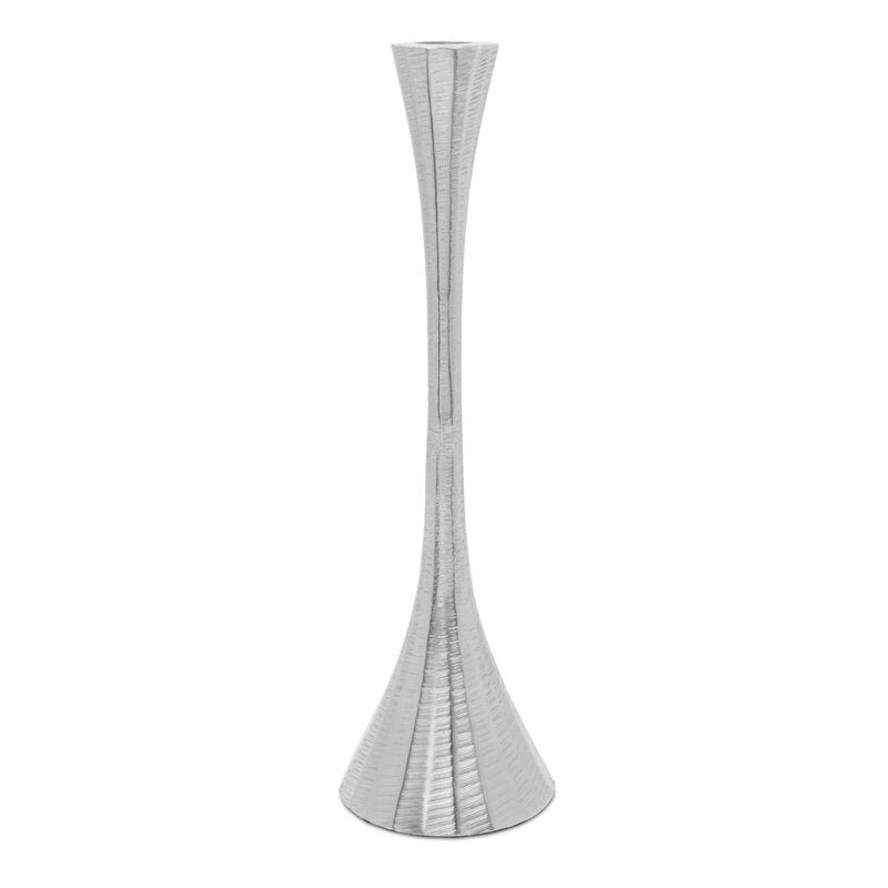 Silver Geometric Candlesticks 9.5"