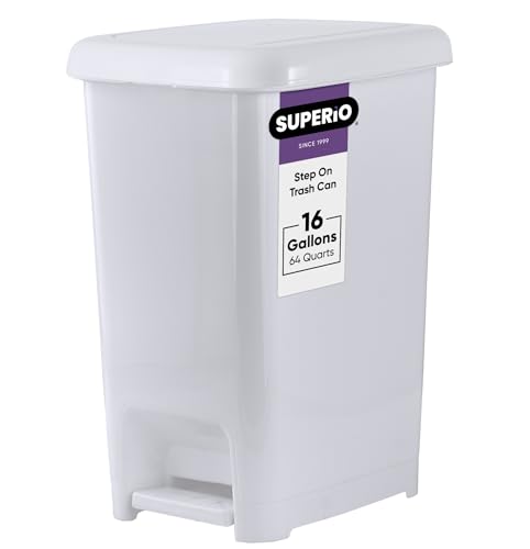 Slim Step Trash Can 16 Gal White Smoke 1