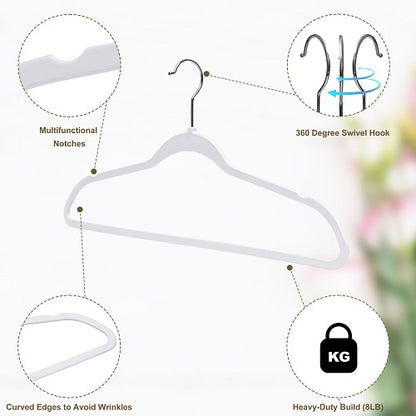 Space Saving Plastic Shirt Hangers-White 3