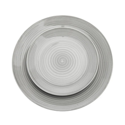 Spiral Grey Porcelain 12 Piece Dinnerware Set, Service For 4