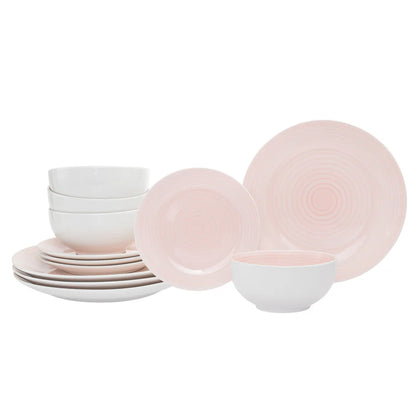 Spiral Pink 12 Pc Porcelain