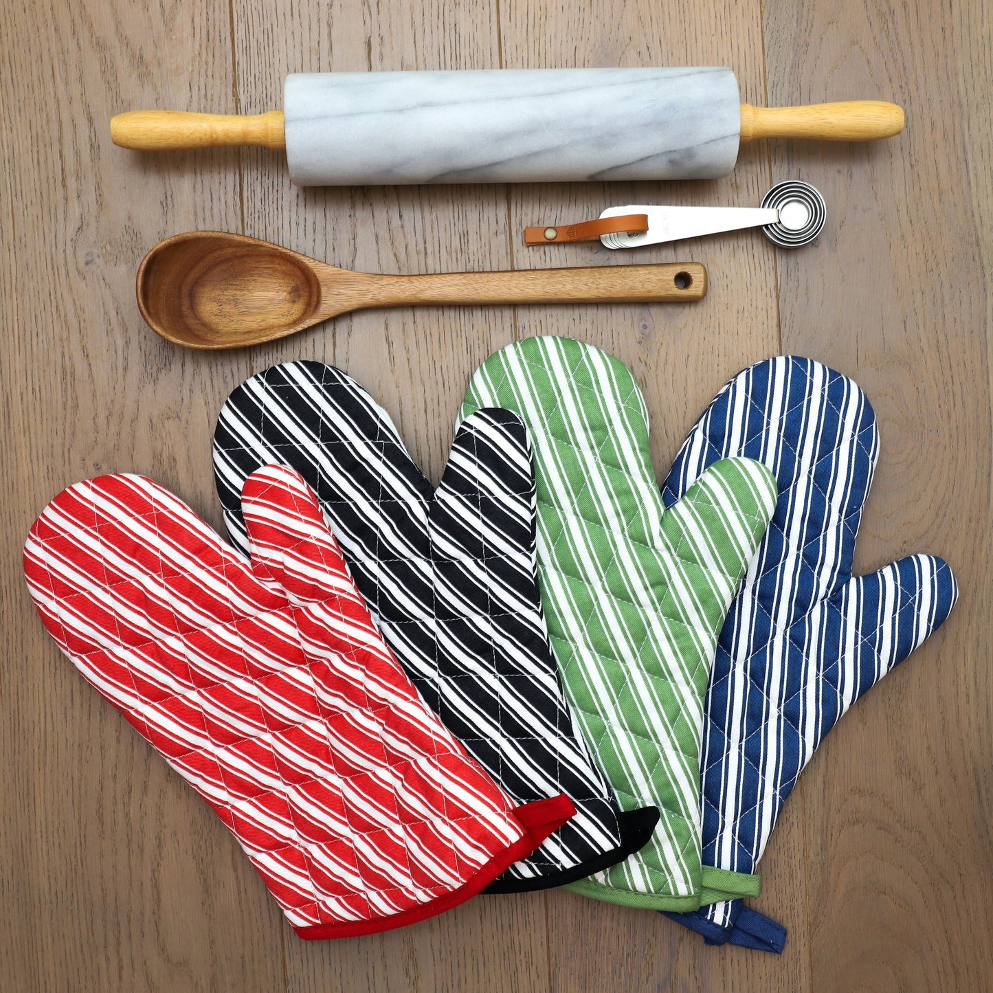 Stripe Oven Mitt Red