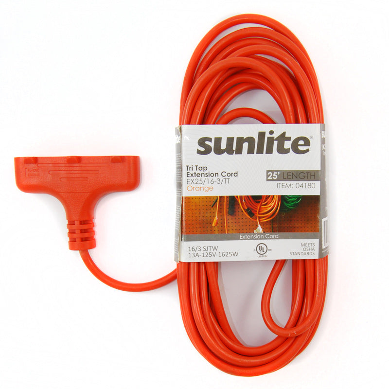 Sunlite Tri Tap 25 Ft. Extension Cord 16/3