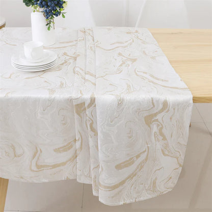 Majestic Tablecloth, White Gold Wave