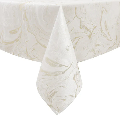 Majestic Tablecloth, White Gold Wave