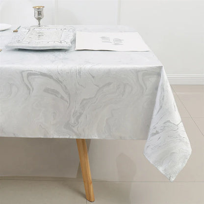 Majestic Tablecloths, White Silver Wave