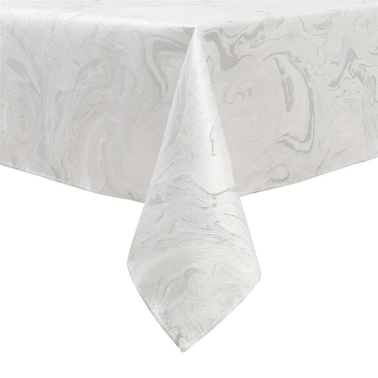 Majestic Tablecloths, White Silver Wave