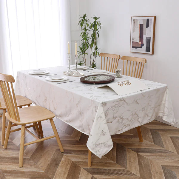 Majestic Tablecloth, Stormy White Gold 70'' X 160''