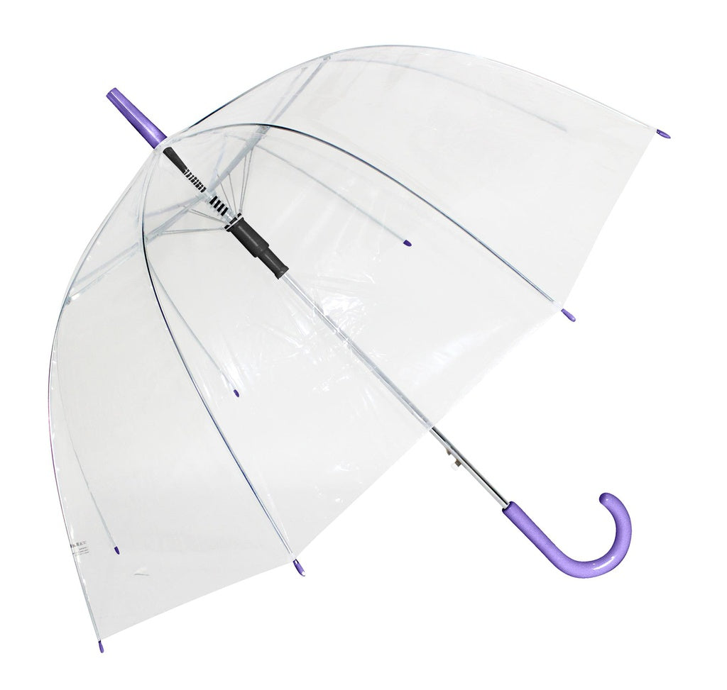 23'' Straight Auto Open Clear/Purple Handle Umbrella