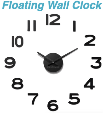 WALL CLOCK-20″ FLOATING DIAL PEEL AND STICKw-METAL HANDS