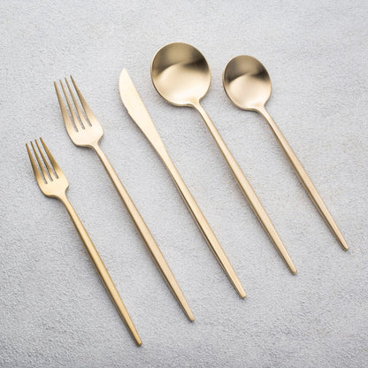 Vikko Vera Brushed Champagne Gold 18/10 20 Pc Flatware Set